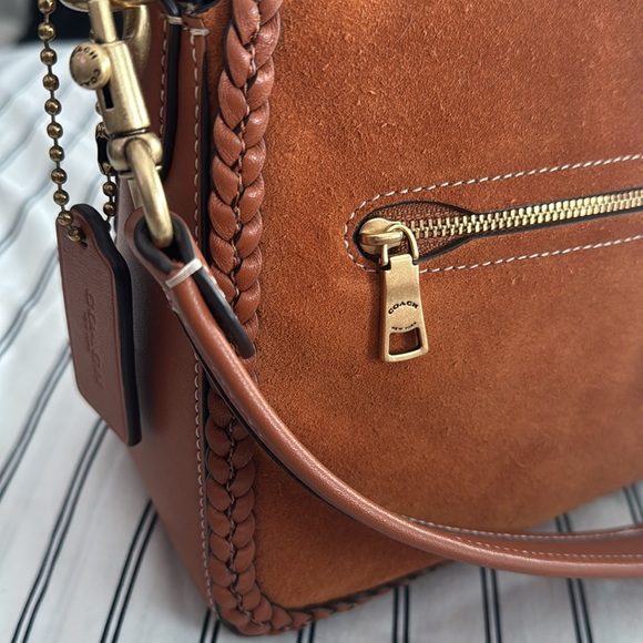 Coach Braided Trim Mixed Leather with Suede Flap Soft Tabby Shoulder Bag NWT - Picture 15 of 17